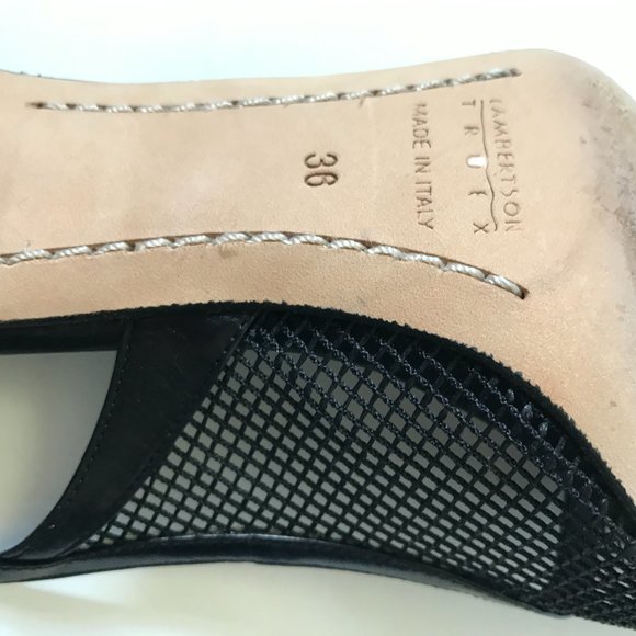 Lambertson Truex Reiko Heels Pumps Womens 36 6 Black Slingback Open Toe Leather - Picture 8 of 10